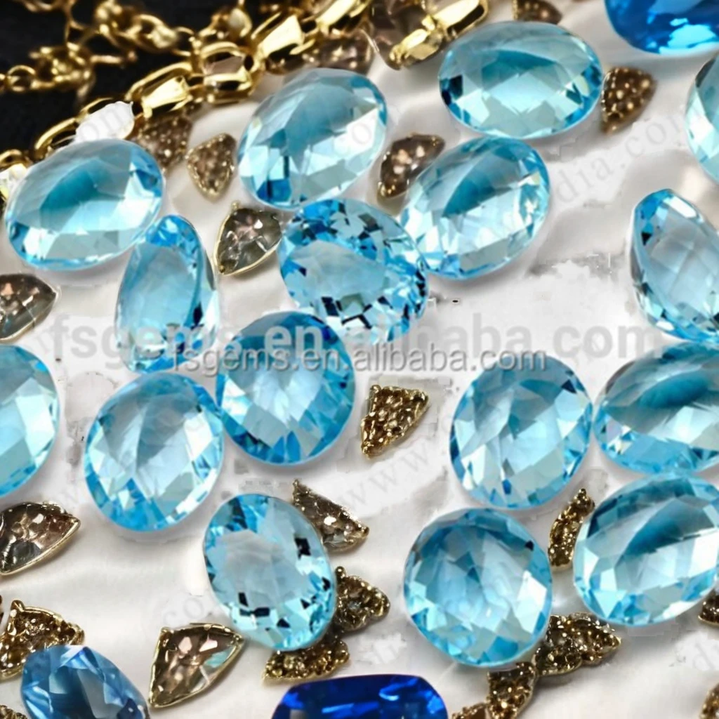 Best Price Wholesale Blue Topaz High Quality Oval Sky Blue Crystal Gemstone Jewelry Making Heart Pear Emerald Glass Jewelries