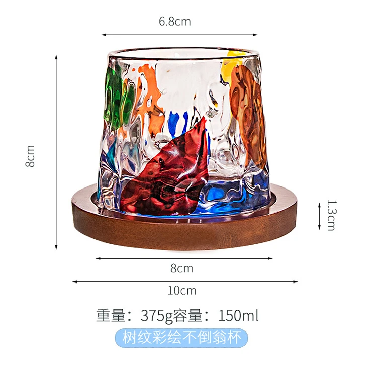 Color High Borosilicate Cocktail Fashion Mess Double Wall Champagne Glaze Whisky Water Glass Cup