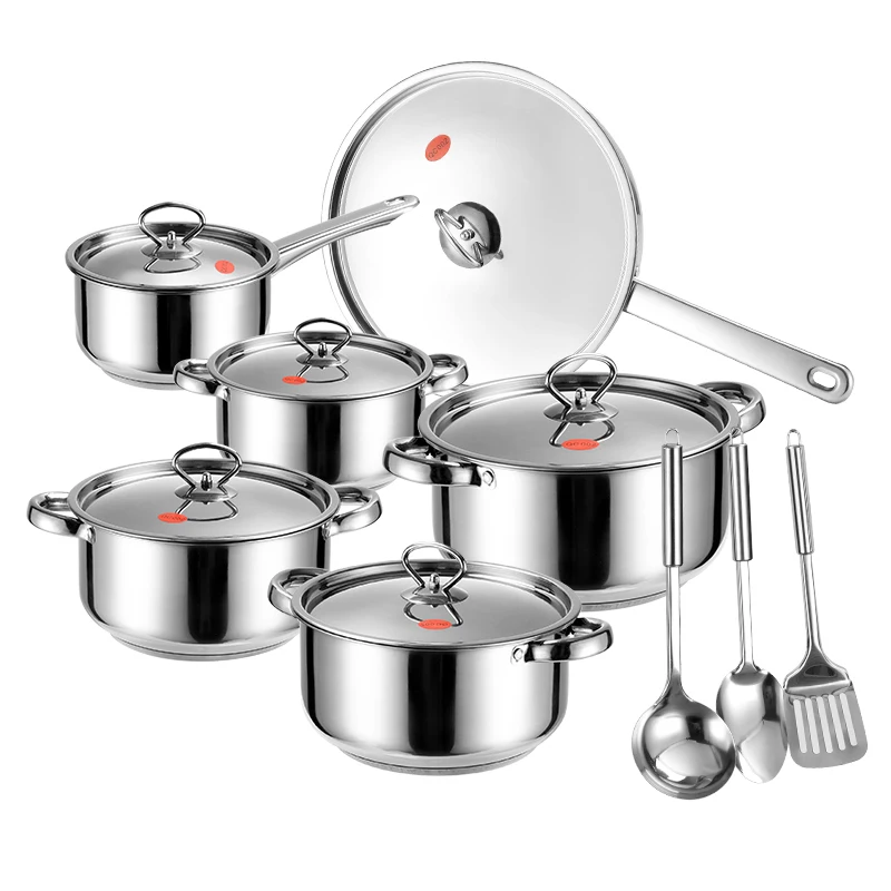 Wholesale 15 Pieces Kitchen Stainless Steel Cooking Casserole Set Soup & Stock Pots Set