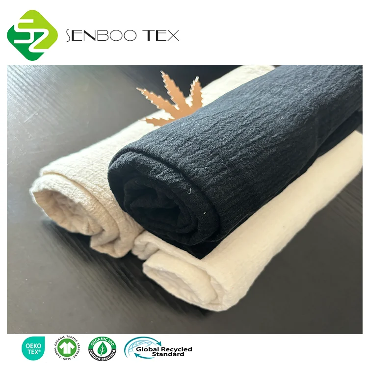 Wholesale Pure Linen and Organic Cotton Fabric Breathable Stone Washed Woven for Girls and Boys Clothing
