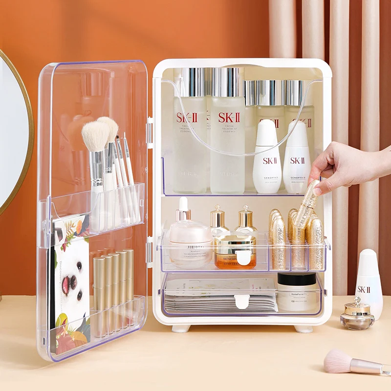 Hot Sale Fashion Plastic Desktop Makeup Organizer Box Cosmetic Storage with Stylish Design