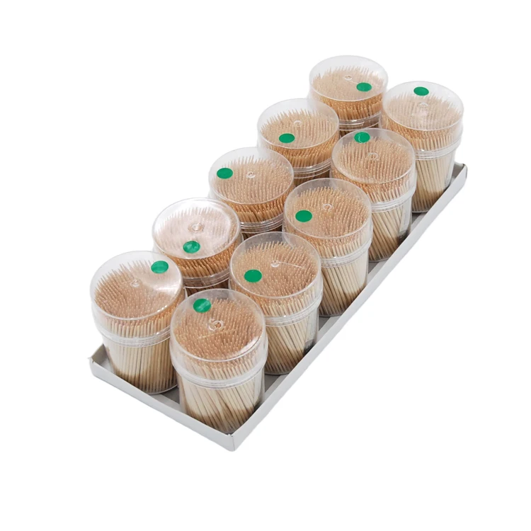 Wholesale 500pcs Plastic Pots Eco-friendly Natural Bamboo Wooden Toothpicks