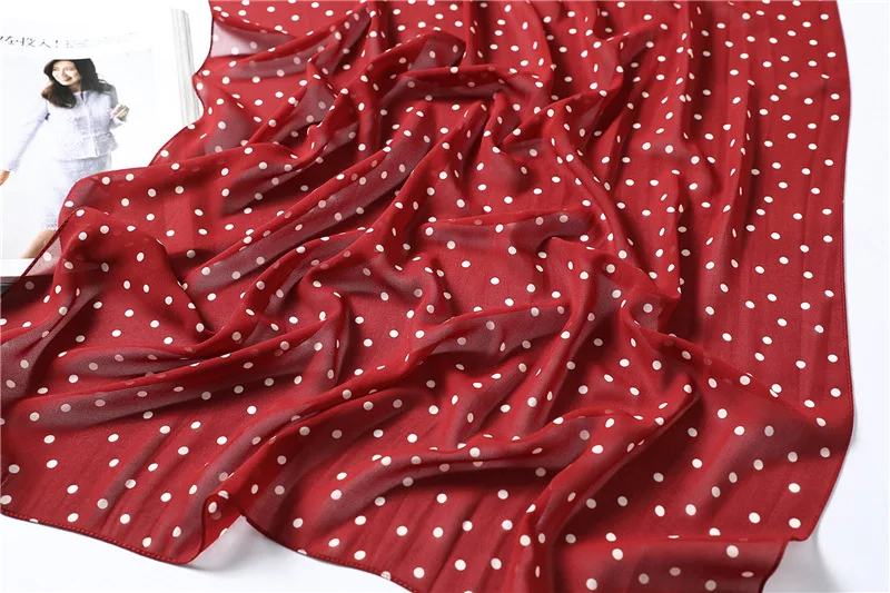 
Hot sale custom wholesale tudung shawl polka dot chiffon hijab scarf 
