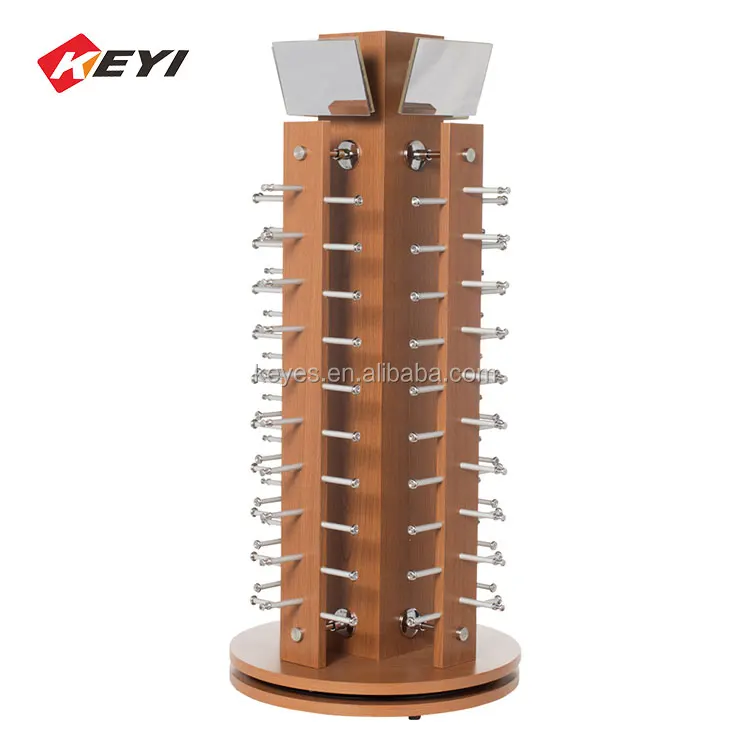 optical shop counter modern sunglass stand display retail rotating eyewear wood desktop display rack