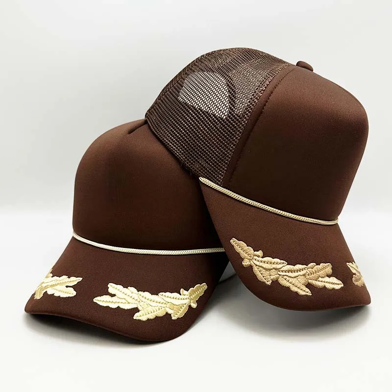 Оптовая продажа спортивные шляпы Gorras коричневые удобные сетчатые 3D вышитые логотипы 5-панельные пенные для дальнобойщика с пользовательским логотипом