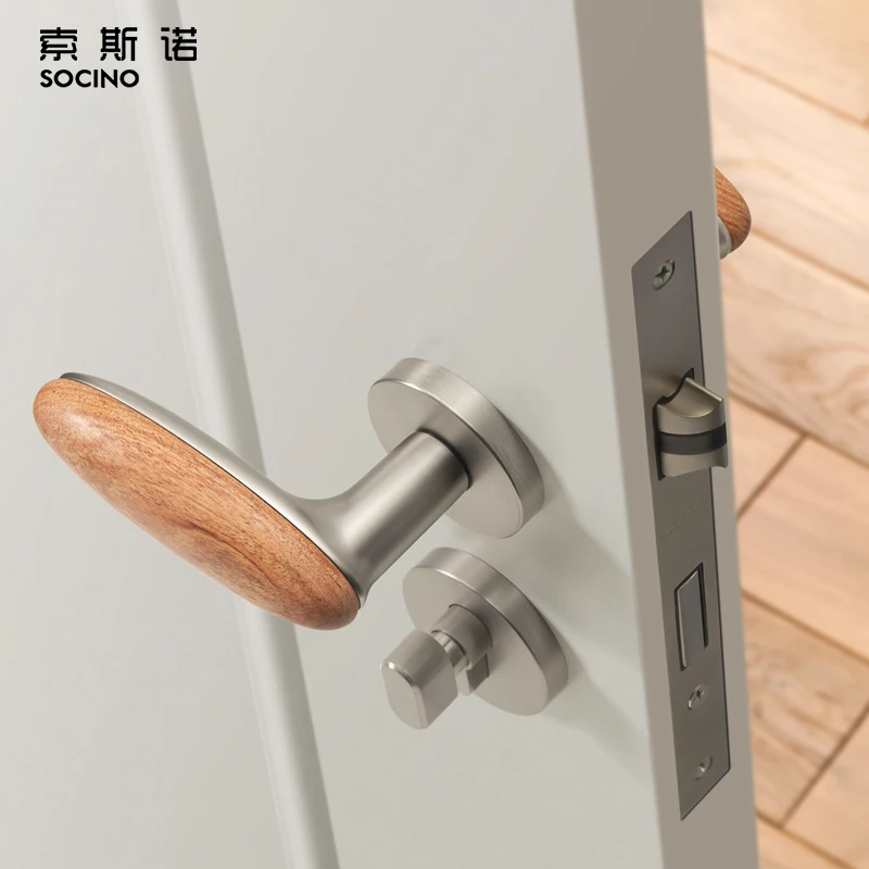 Modern Style American-Style Silvery Lever Door Lock for Hotel Interior Wooden Room High Quality Alloy Zinc Material for Bedrooms