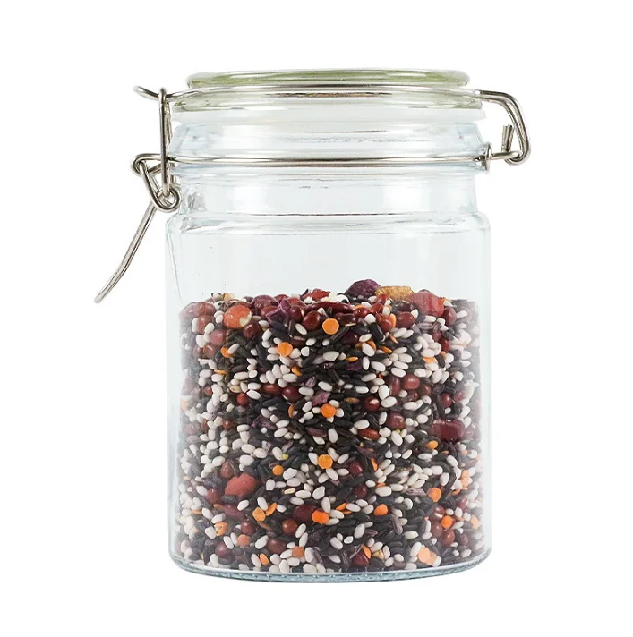 Food Storage Glass Jar Transparent Glass Container Candy  Jar With Airtight Glass Lid