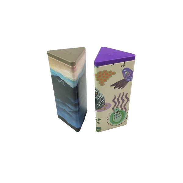 Printed triangle shape tin box gift chocolate bar tin packaging box tea tin box