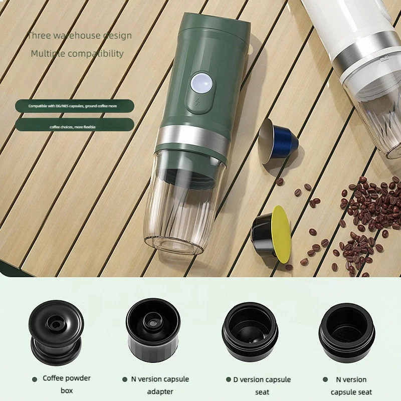 Portable Travel Electric Mini Espresso Coffee Maker Housing Heating Function for Household Car Outdoor Use