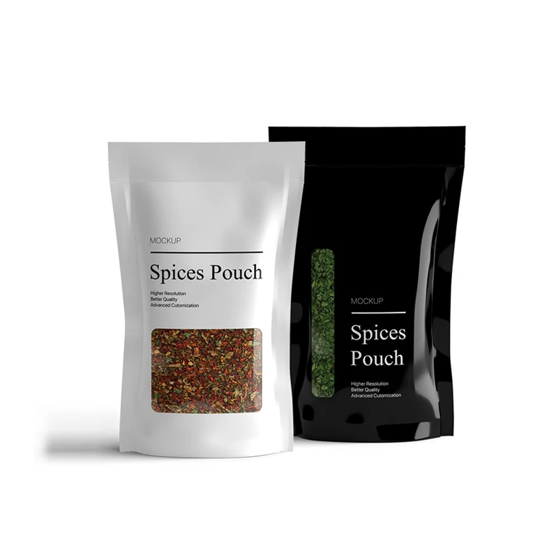 Wholesale Clear Window 250g Spices Seasoning Packaging Bag Custom Printing Paper Stand Up Pouch Food Bags For Seasoning