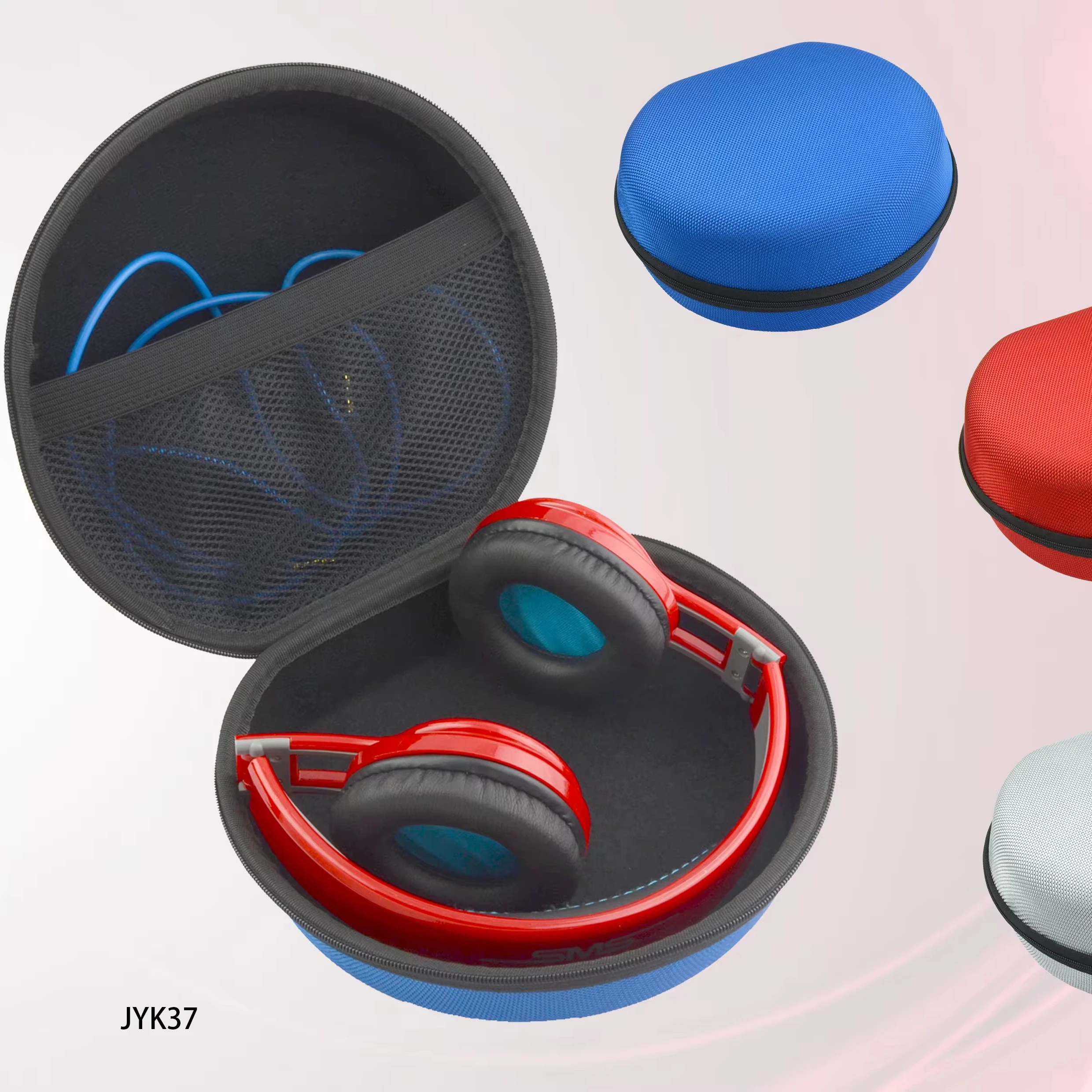 JJ CASE Round sharpe Black Color Hard Shell Large Carrying Headphones Case/Headset Travel Bag for headphone protect