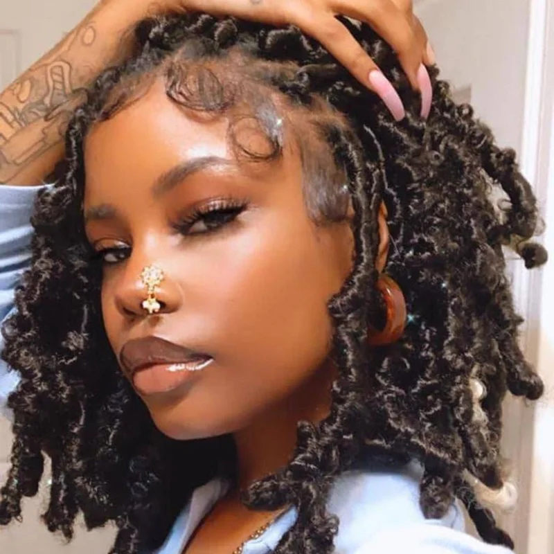 Butterfly locs bomb twist hair hand made synthetic braiding hair wigs glueless braid wigs wholesale braided laces wigs vendors