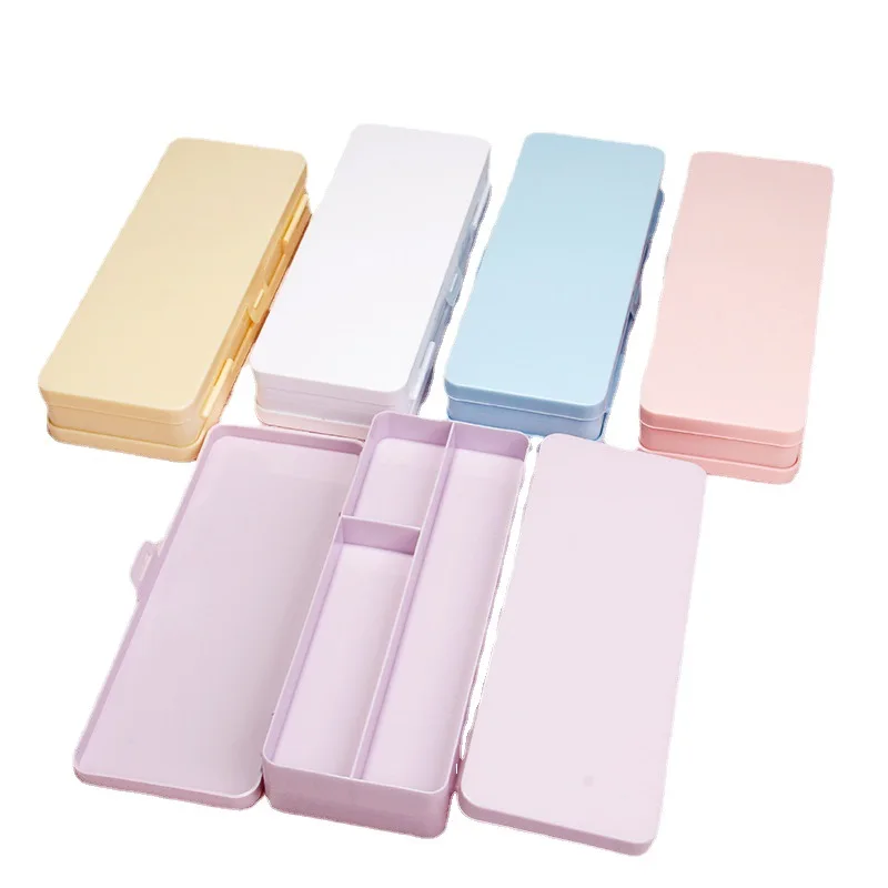 Double pencil case thickened PP plastic double open two sides large capacity pencil case student pencil storage case