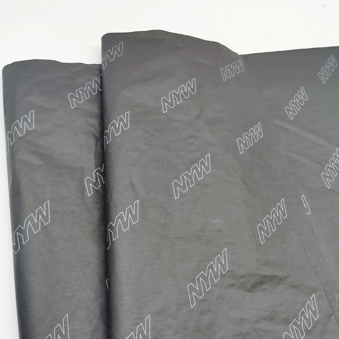 
Black Paper With white Logo Custom Garment Packaging Wrapping issue Paper 