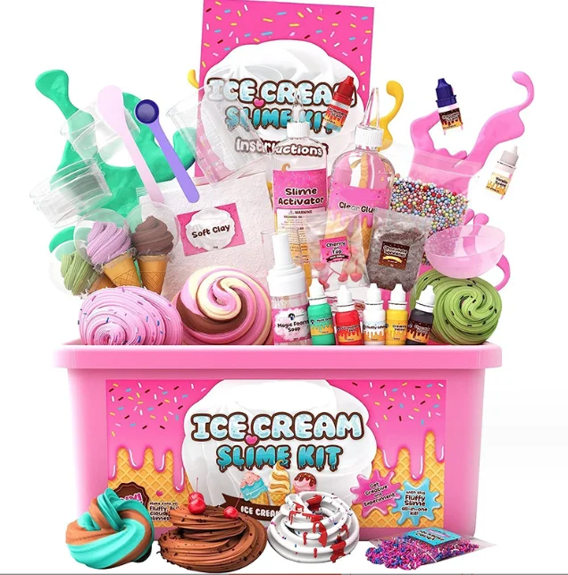 TS DIY Cake Chocolate Donuts& ice Cream Dessert Theme Slime Kit for Kids Party Favors to Make Butter Cloud and Foam Slime