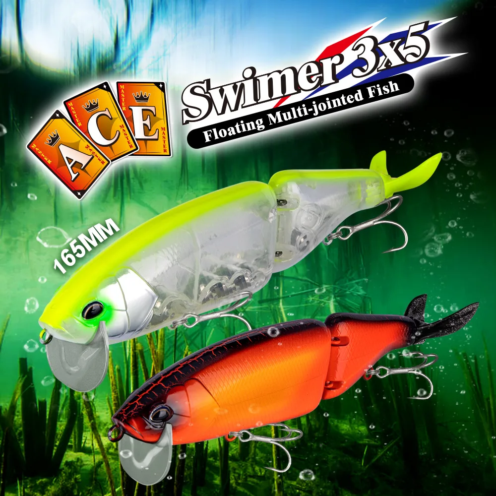 Multi-Segment UV Effect Floating Hard Bait 3 Lip 5 Tail Detachable Design Sea Fishing Bass Bream Durable Silicone ABS River Lake