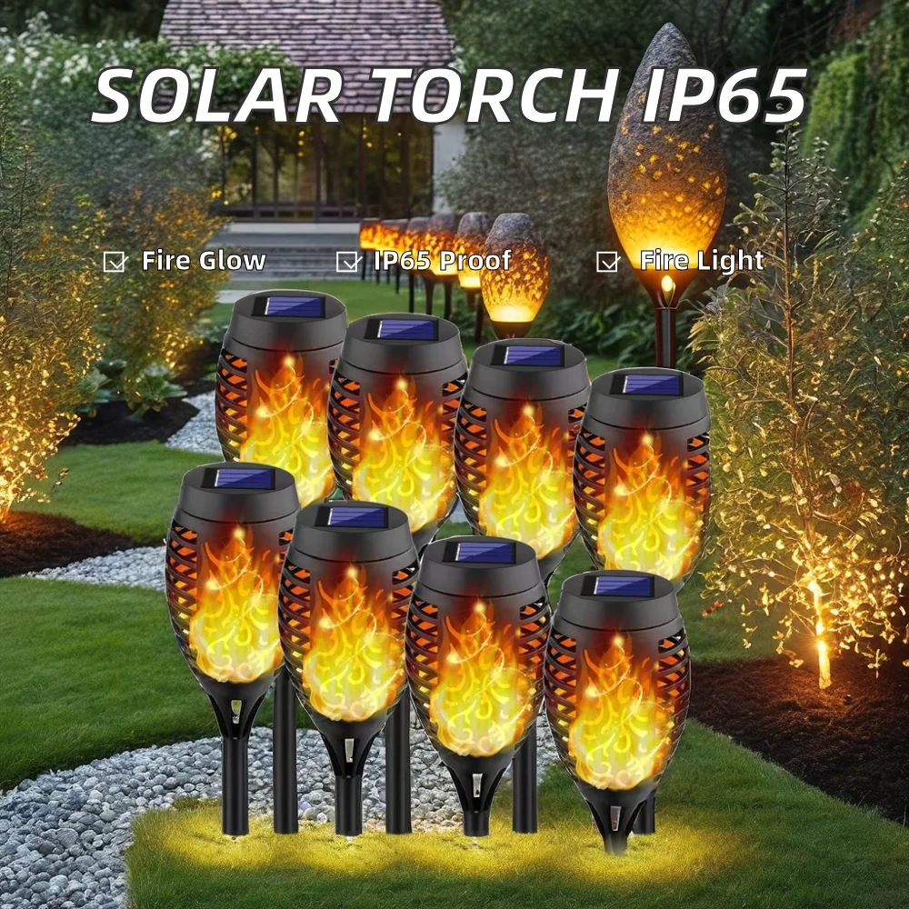 Induction LED Solar Torch Light for Outdoor Garden Landscape Ground-Plugged and Mounted Lawn Decoration Torch Light