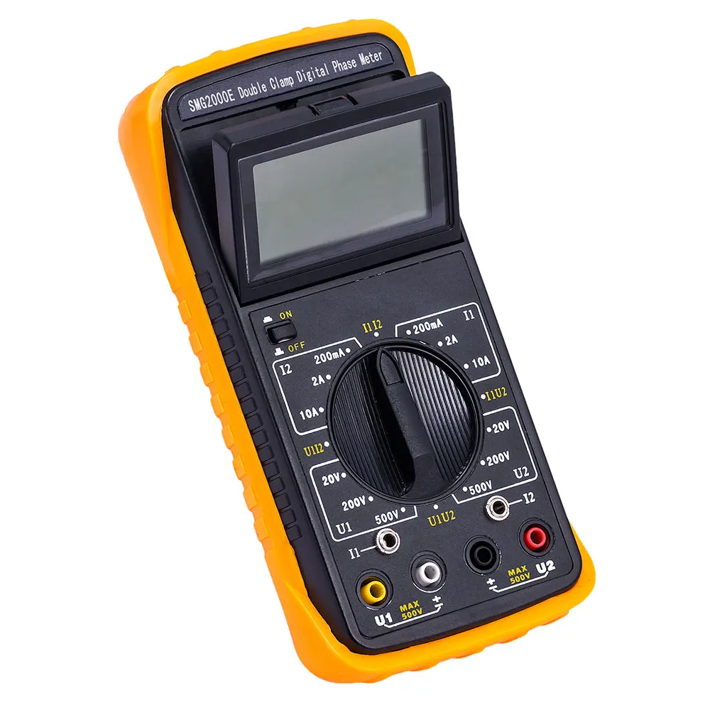 SMG2000E Handheld Digital Double Clamp Phase Volt Ampere Tester