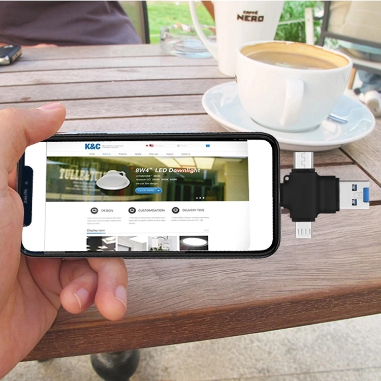  4 в 1 USB флеш-накопитель OTG внешняя карта памяти для Micro Type C TF/SD Android