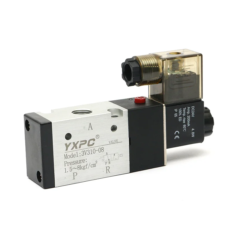 valves factory 3v series alloy normally closed 0.8MPA single coil pneumatic 3V310-08 3/8 1/4 inch three way 24v solenoid valve