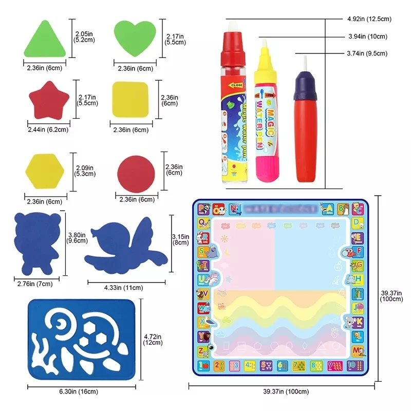 Large Size 100 X 100 cm Magic Water Drawing Mat Magic Doodle Mat Montessori Painting Board Educational Toys for Kids