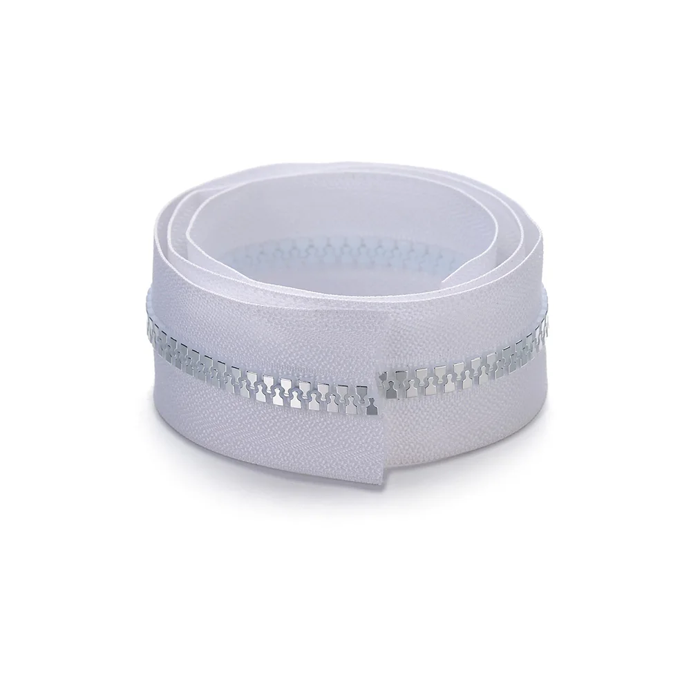 5# Bleach White Resin Zipper Normal Teeth Silver Plated for Home Textiles High Fashion