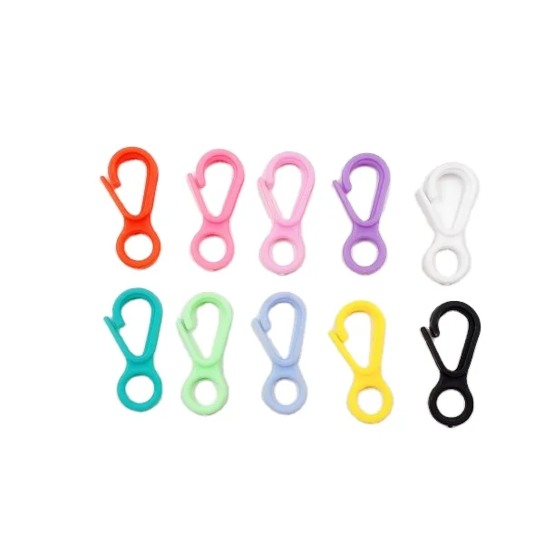 13mm*33mm 100pcs/bag Fashionable Acrylic Key Buckle DIY Plastic Keychain Various Colors Plastic Hook Clip Plastic Lobster Clasp