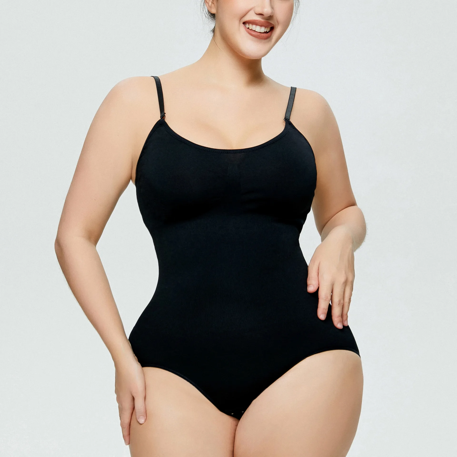 Seamless One Piece Bodyshaper Ladies Shapewear Swimsuit Solid Color Stretch Full Bust Nylon Spandex Bodyshaper For Woman