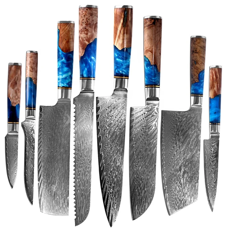 Damascus Custom 8 inch Cuchillo Damasco Chef Knife Stainless Steel Japanese Messer Set Knife Kit