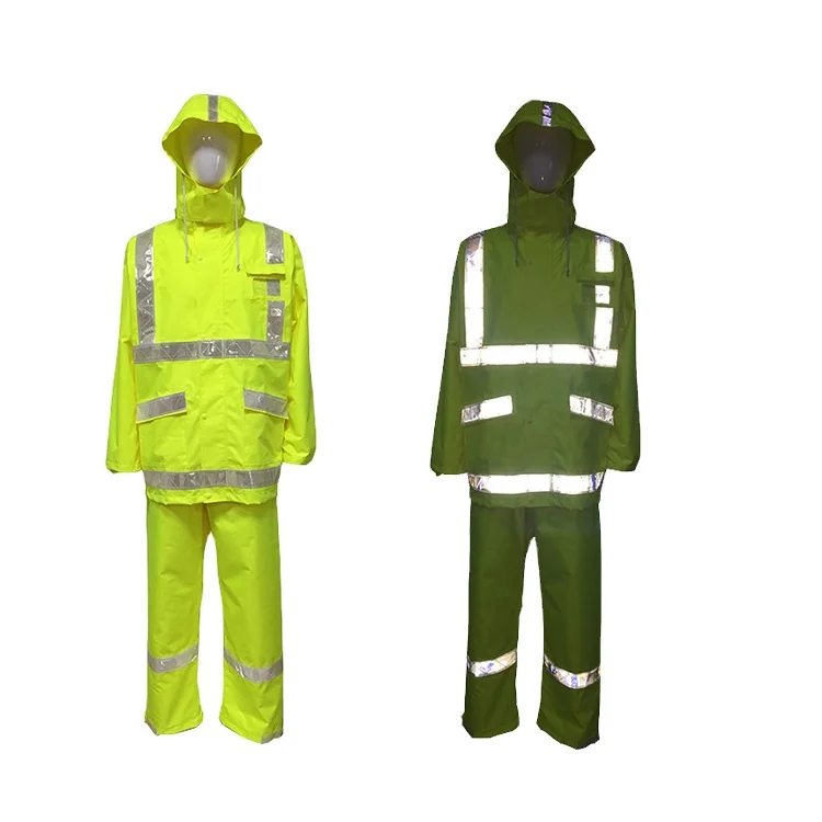 Rain Coat Manufacturers Safety Workwear Reflective Raincoat With Reflective Strips Adult Rain Coat