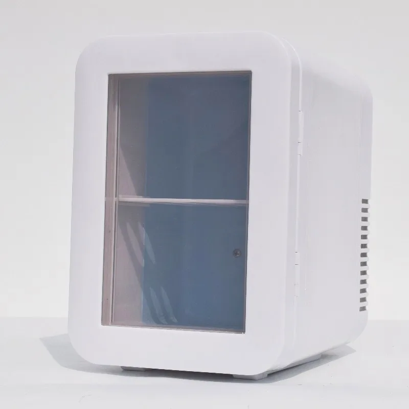 4L/6 Cans AC/DC Skincare Fridge Portable Cooler and Warmer Small Refigerador Transparent Door for Bedroom Beauty