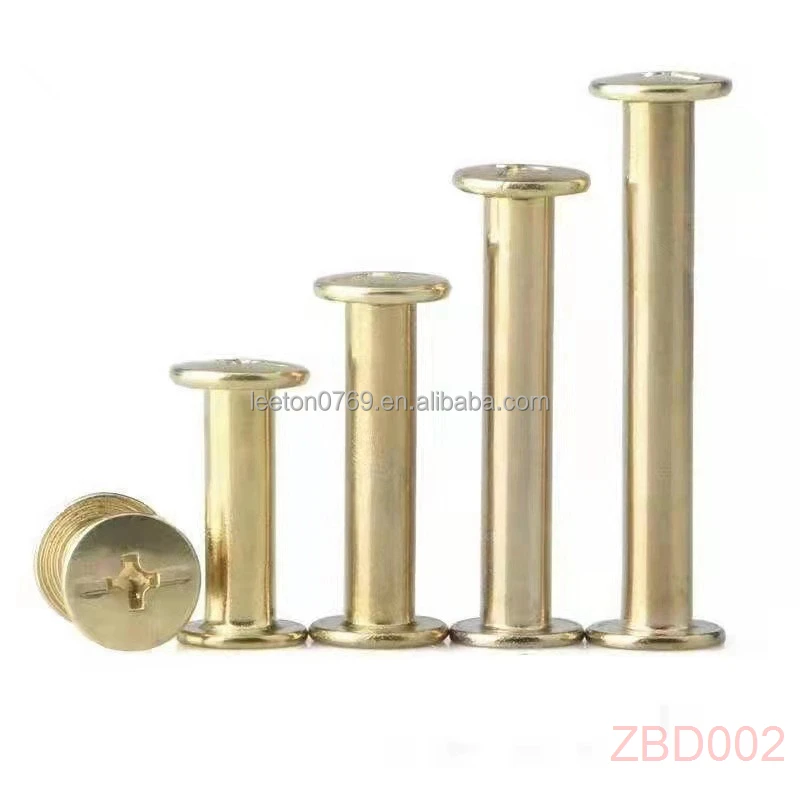 Stock supply 4mm - 295mm long gold metal binding chicago screws for menu and books