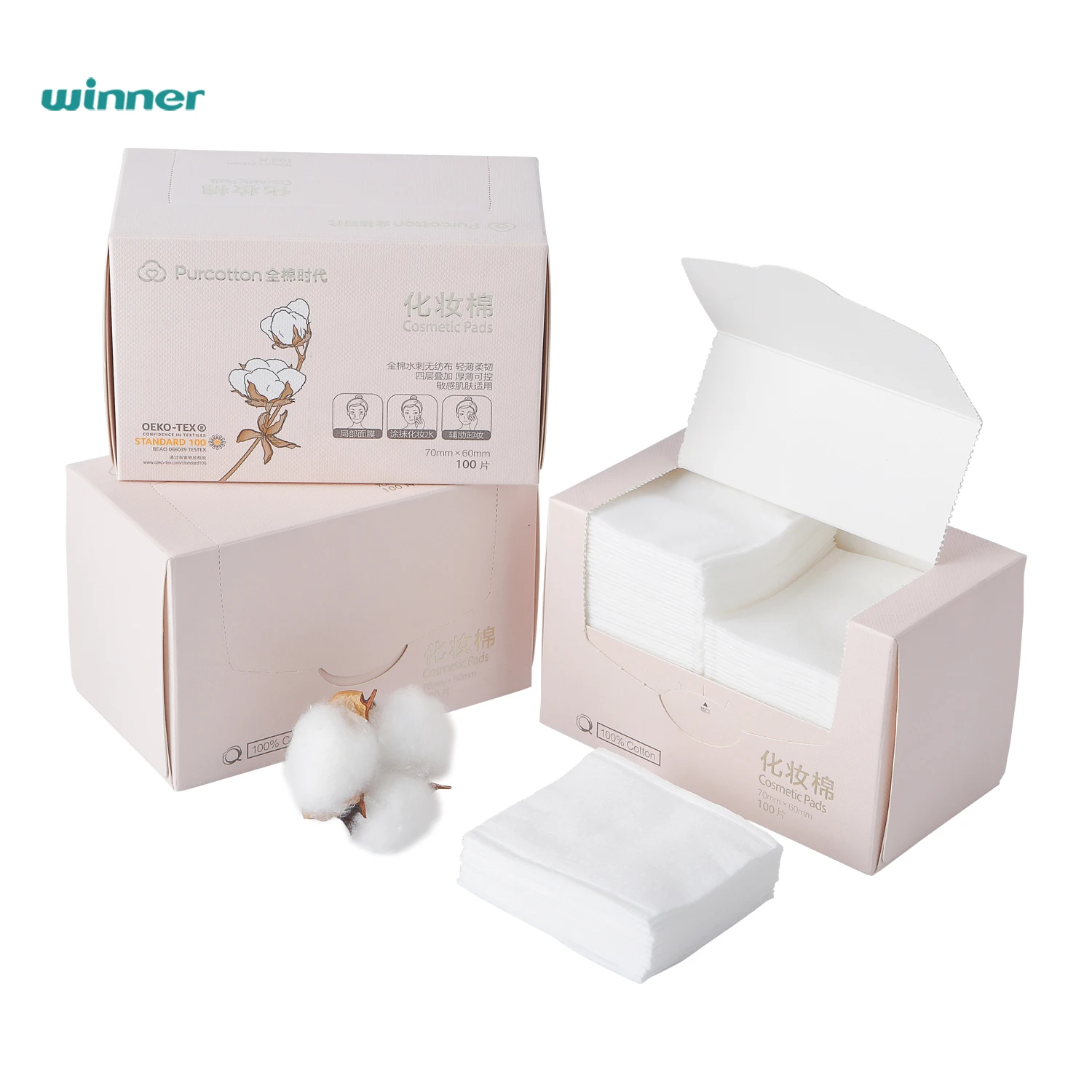 Winner Organic Cotton Pads Square Ultra-thin Makeup Remover Pads Eye Lip Nail Cleaning Cotton Cleansing Pads Remover