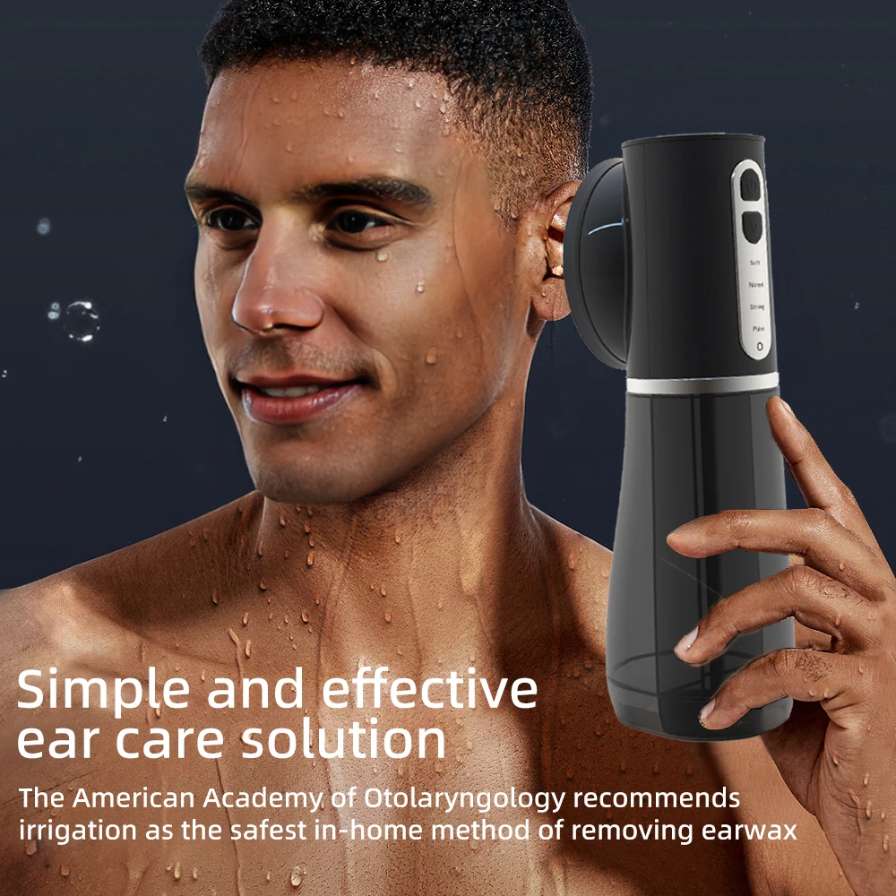 Motorized Silicone Ear Cleaner with 4 Cleaning Modes, Personal Ear Wax Removal Tool and Rinse Kit US Plug Type