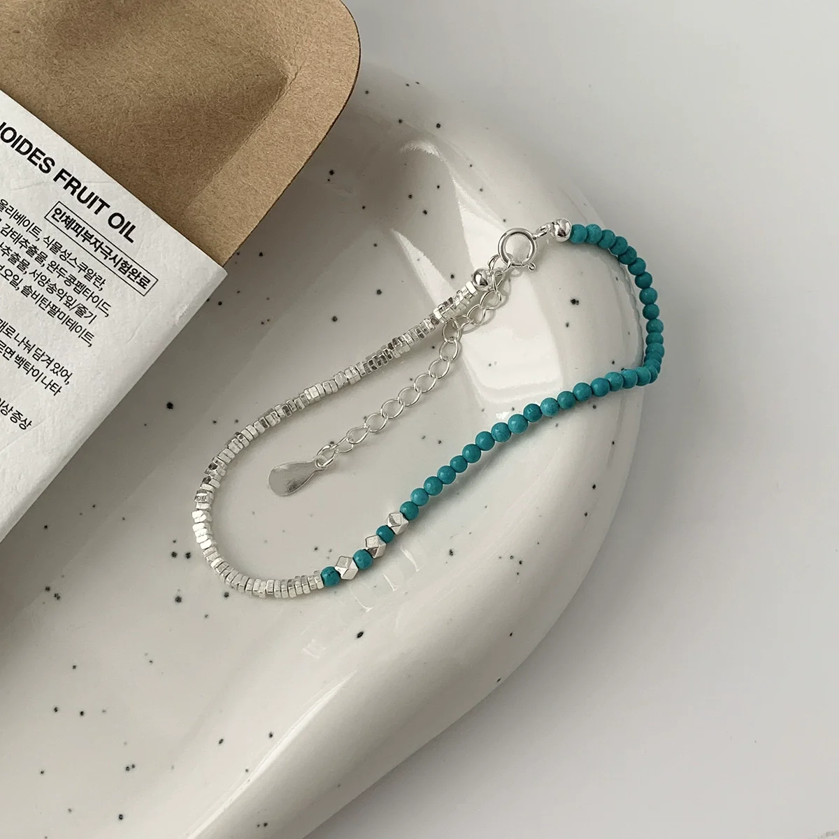 HP S925 sterling silver scrap silver jewelry silver 925 natural stone turquoise bracelet freshwater pearls bracelet