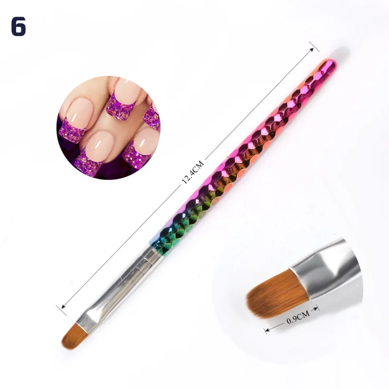Nail Brush Professional Nylon Metal Mermaid shape Handle 3D Nail Art Tips Builder Acrylic Nail Brush
