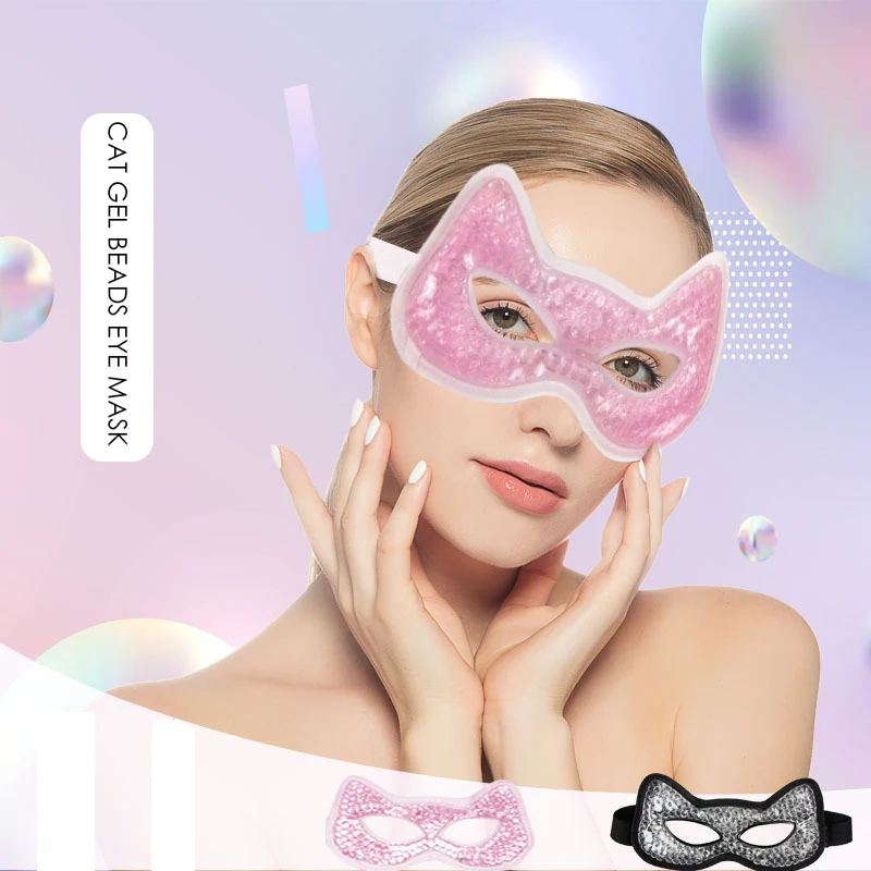 Cat Theme Ice Pack for Eyes Cold Compress Reusable Hot Cold Gel Eye Mask with Soft Plush Backing for Kids Girl