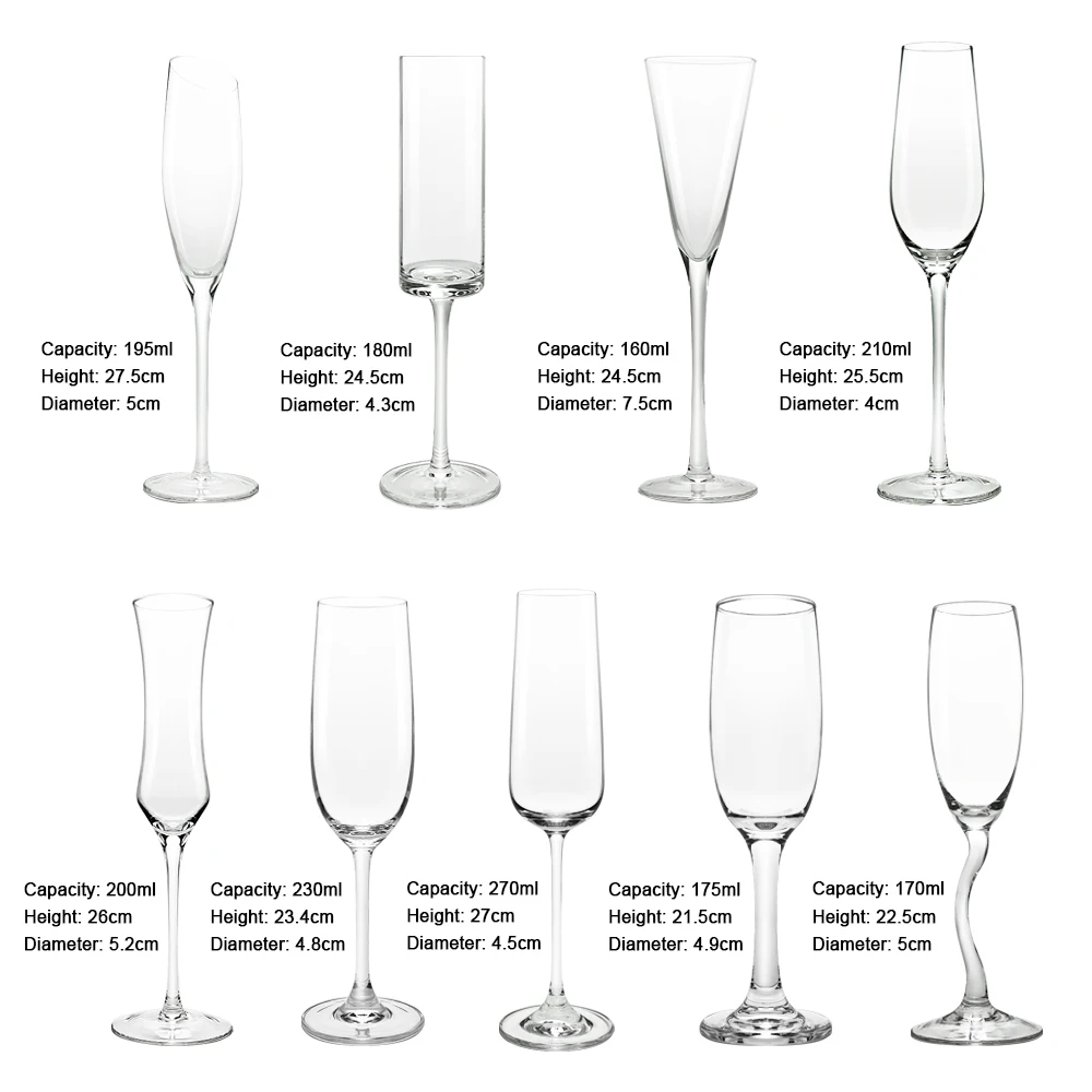 Factory Direct Sell Crystal Luxury Flute Champagne Glasses Custom Wine Glass Hand Blown Goblet for Wedding Party