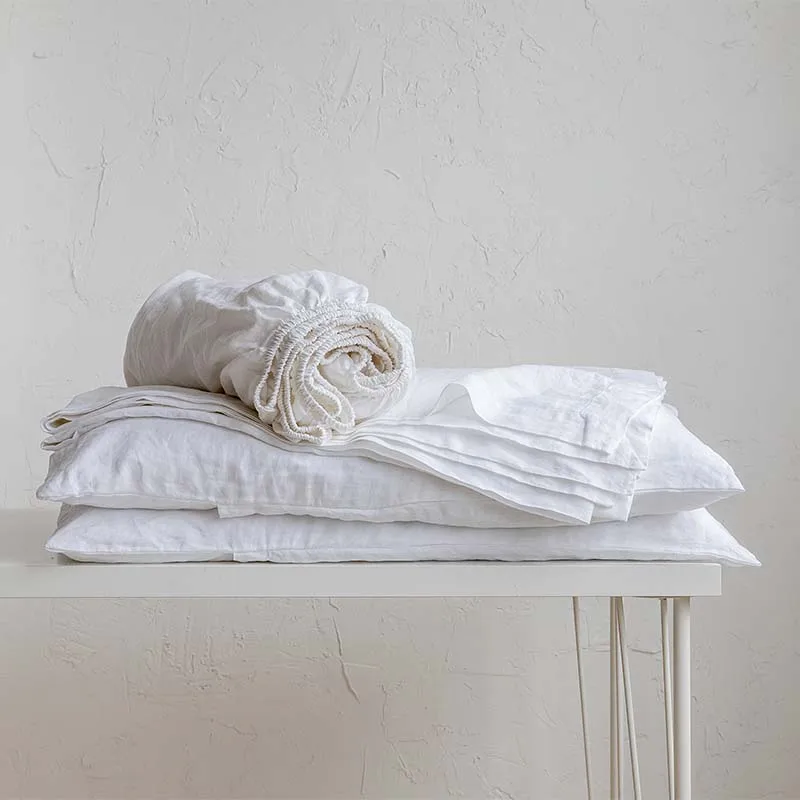 European linen natural 100% french flax linen bedding set pure linen comforter set bed fitted flat sheet set wholesale
