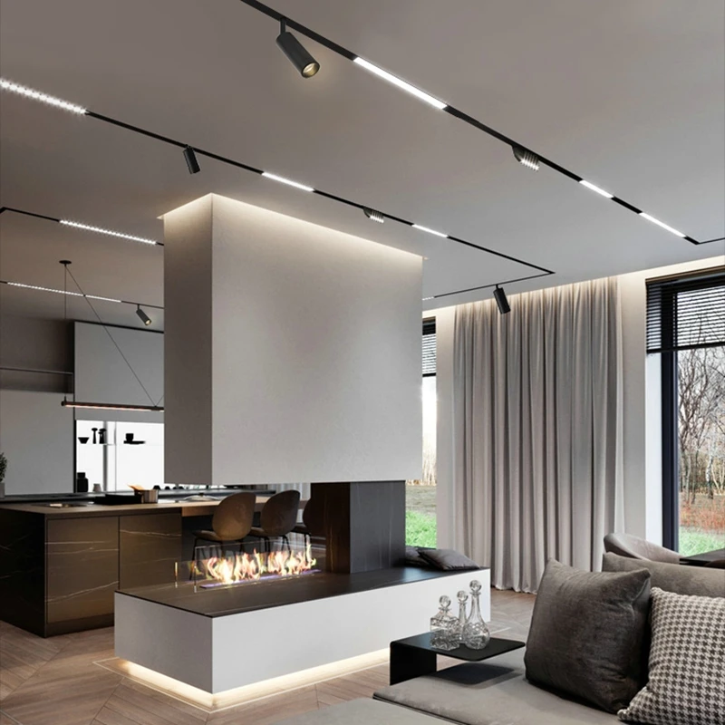 Hotel lobby with LED surface mounted magnetic track light LED linear grid light