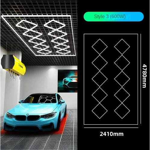 Honeycomb Light 110v Station 600w Film Waterproof Car Wash Beauty Garage Lights Ceiling Led