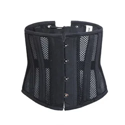MOQ 1pc Plus Size 24 Steel Boned Corset Short Breathable Mesh Waist Trainer Cincher Underbust Gothic Corsets