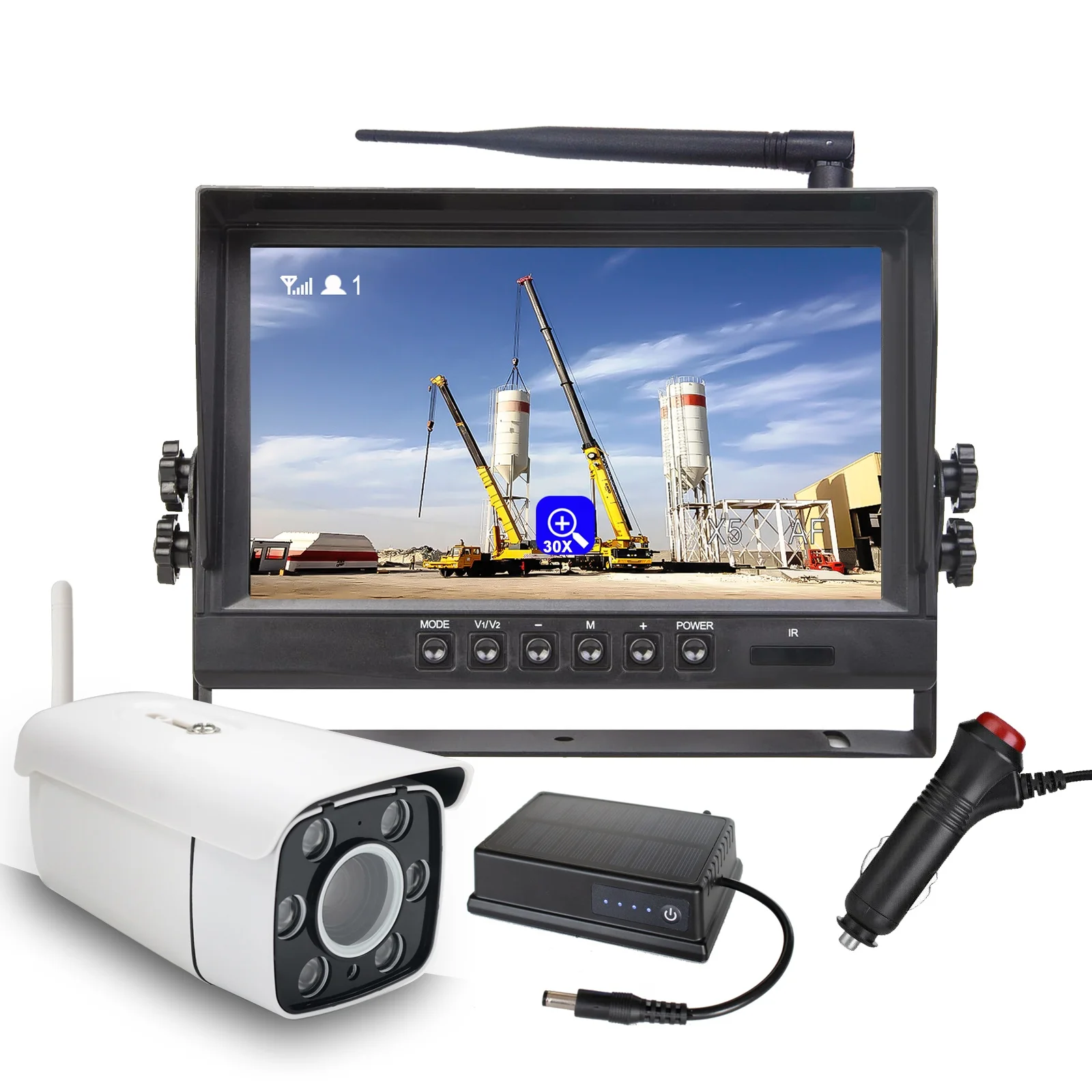 iPoster Crane 9in IPS Screen loop recording wireless Monitor CCTV Camera 30x Zoom 1080P High-Speed observation For Tower Crane