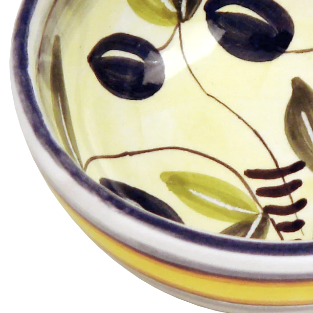 10CM / 4IN CERAMIC ROUND BOWL WITH OLIVES DESIGN HANDMADE IN ITALY