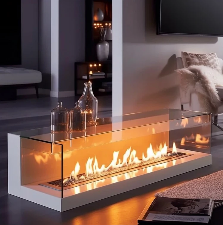 Modern 1500mm Freestanding Bio Ethanol Fireplace Electric Fireplaces with Steel Wood Inserts Indoor Outdoor Use Hotels Villas