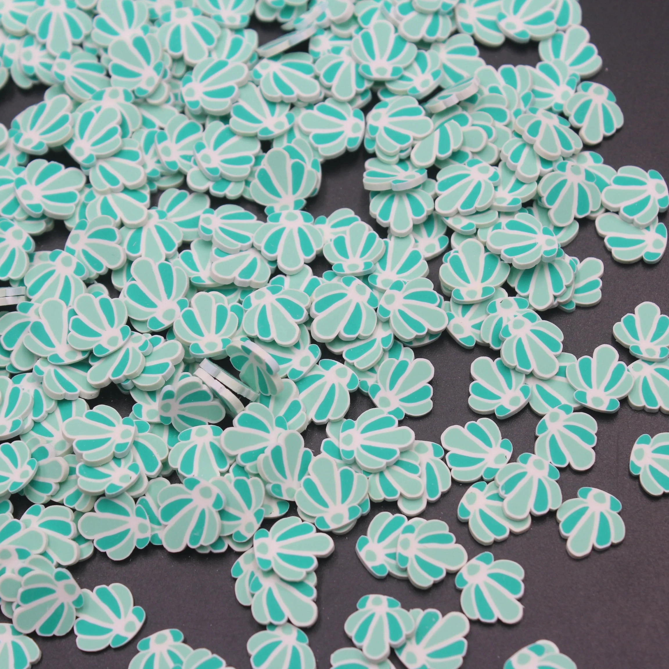 1KG/Bag Refine Quality 1CM Green Shell Polymer Clay Slice Circular Sector Sprinkles For Slime Tumbler Shaker Filling