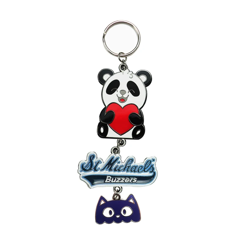 Wholesale personalized metal enamel keychain custom logo designer keychain accessories key rings with logo