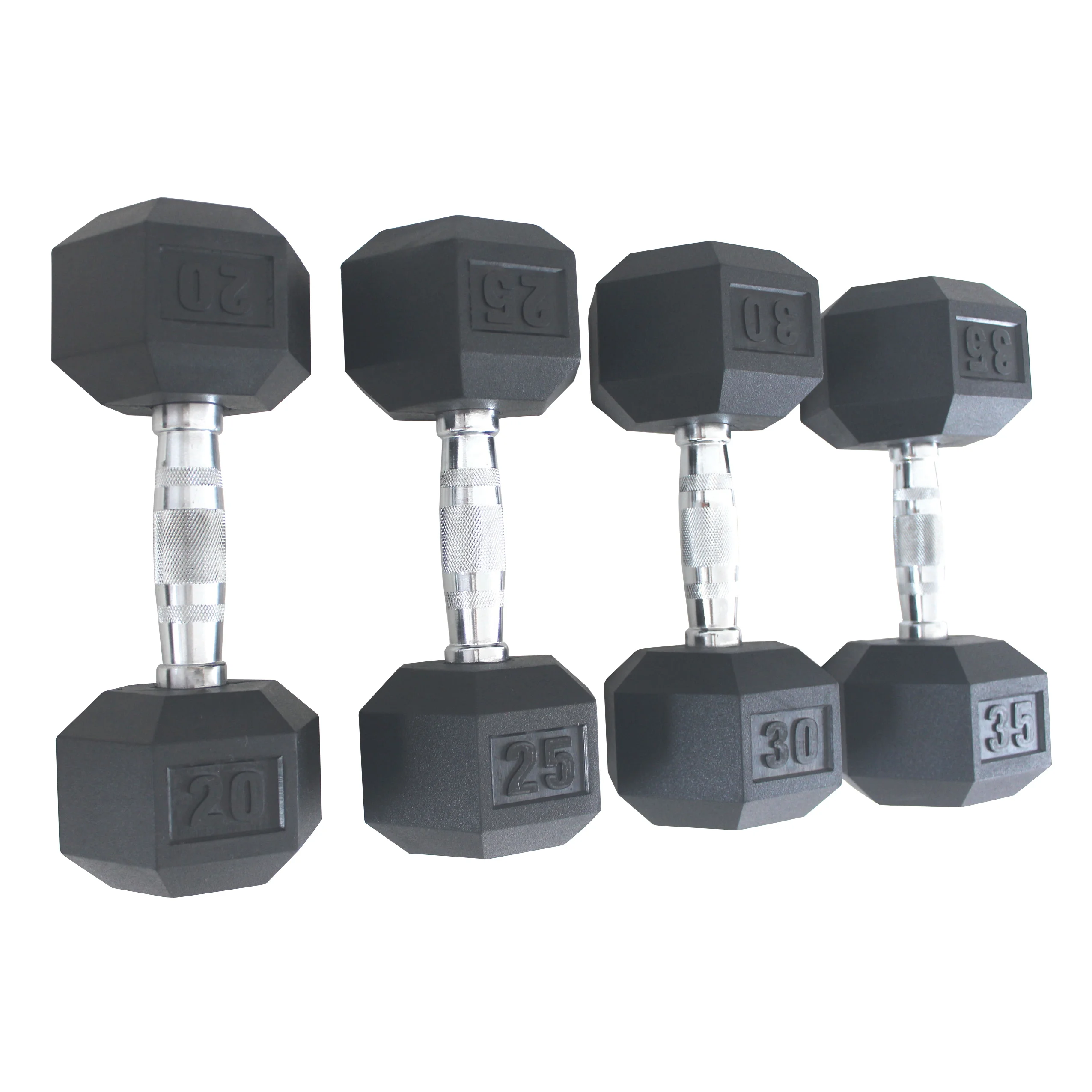 Factory direct wholesale high quality hex rubber dumbbell set