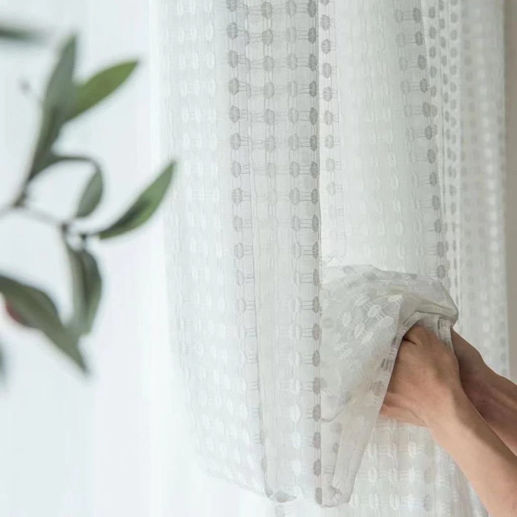 wholesale  Curtain embroider Upholstery Fabric Luxury  polka dot Window Curtain