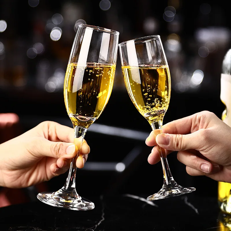 Custom personalized logo Elegant Stemmed Champagne Coupes 6oz Clear champagne flutes glass for Birthday,Parties,Wedding